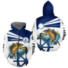 Maillot De Pêche A La Carpiste - Personnalisé Bleu Et Blanc - Zippé Hoodie Homme