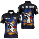 Maillot Fléchette Personnalisé - Design Winner Noir & Bleu - Polo Homme