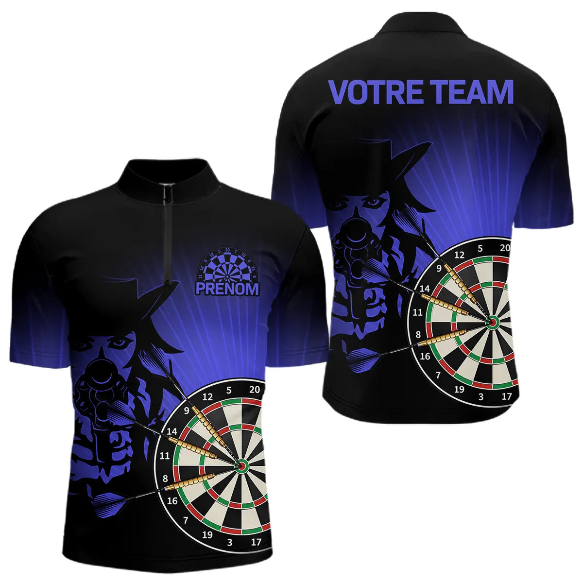 Maillot Fléchettes Compétition - Style Sniper Personnalisé - Polo Zippé Homme