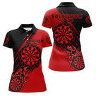 Maillot Fléchettes Flammes - Vintage Rouge Noir Personnalisé - Polo Femme