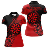 Maillot Fléchettes Flammes - Vintage Rouge Noir Personnalisé - Polo Femme