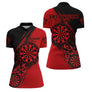 Maillot Fléchettes Flammes - Vintage Rouge Noir Personnalisé - Polo Zippé Femme