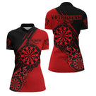 Maillot Fléchettes Flammes - Vintage Rouge Noir Personnalisé - Polo Zippé Femme