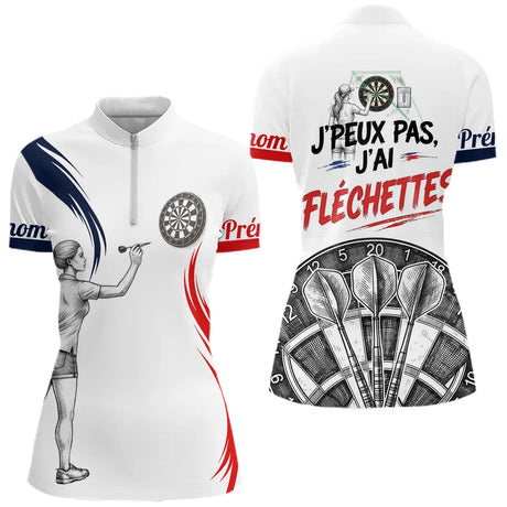 Maillot Fléchettes "J'peux Pas" - Design Blanc Homme Femme- Polo Zippé Femme