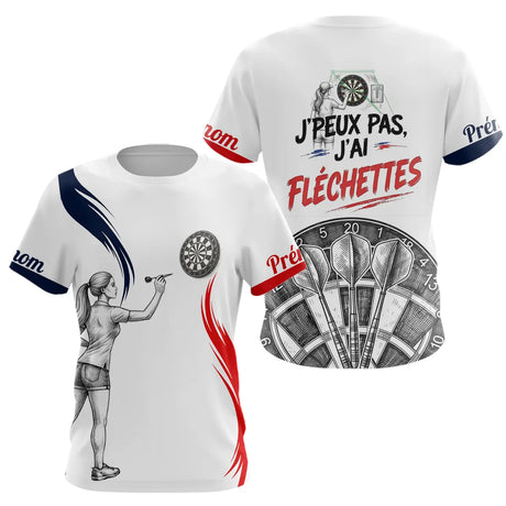 Maillot Fléchettes "J'peux Pas" - Design Blanc Homme Femme- T-Shirt Femme