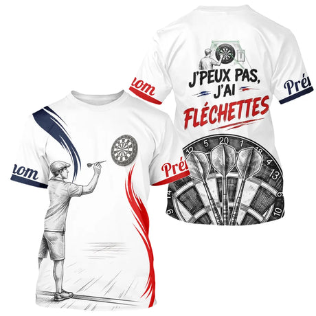 Maillot Fléchettes "J'peux Pas" - Design Blanc Homme Femme- T-Shirt Homme