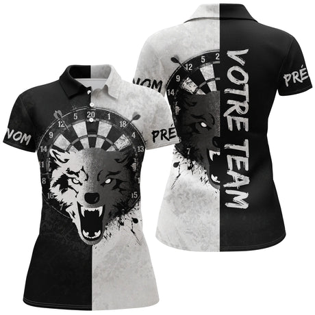 Maillot Fléchettes Loup - Design Blanc & Noir Personnalisé - Polo Femme