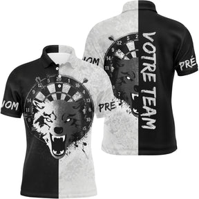 Maillot Fléchettes Loup - Design Blanc & Noir Personnalisé - Polo Homme