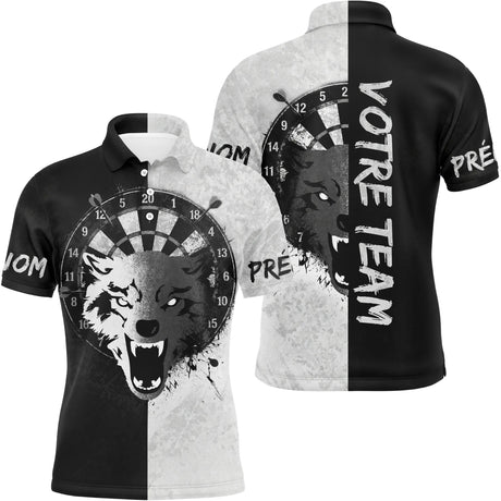Maillot Fléchettes Loup - Design Blanc & Noir Personnalisé - Polo Homme