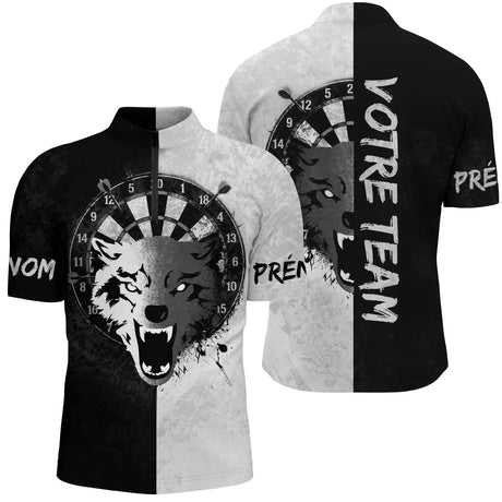Maillot Fléchettes Loup - Design Blanc & Noir Personnalisé - Polo Zippé Homme