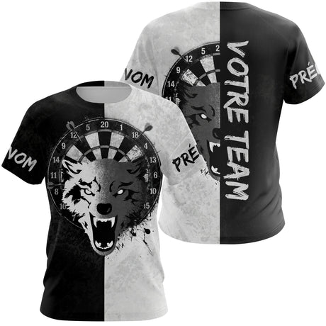 Maillot Fléchettes Loup - Design Blanc & Noir Personnalisé - T-Shirt Femme