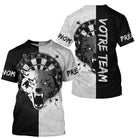 Maillot Fléchettes Loup - Design Blanc & Noir Personnalisé - T-Shirt Homme