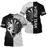 Maillot Fléchettes Loup - Design Blanc & Noir Personnalisé - T-Shirt Homme