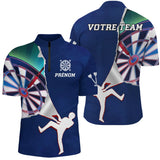 Maillot Fléchettes Marine Personnalisé – Style Sportif Dynamique - Polo Zippé Homme