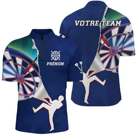 Maillot Fléchettes Marine Personnalisé – Style Sportif Dynamique - Polo Zippé Homme