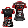 Maillot Fléchettes Motard Tête de Mort - Noir & Rouge Personnalisé - Polo Femme
