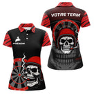 Maillot Fléchettes Motard Tête de Mort - Noir & Rouge Personnalisé - Polo Femme