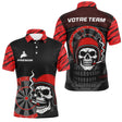 Maillot Fléchettes Motard Tête de Mort - Noir & Rouge Personnalisé - Polo Homme