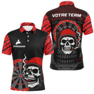 Maillot Fléchettes Motard Tête de Mort - Noir & Rouge Personnalisé - Polo Homme