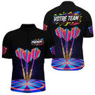 Maillot Fléchettes Néon Noir - Cyber Néon Multicolore - Polo Zippé Homme