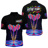 Maillot Fléchettes Néon Noir - Cyber Néon Multicolore - Polo Zippé Homme