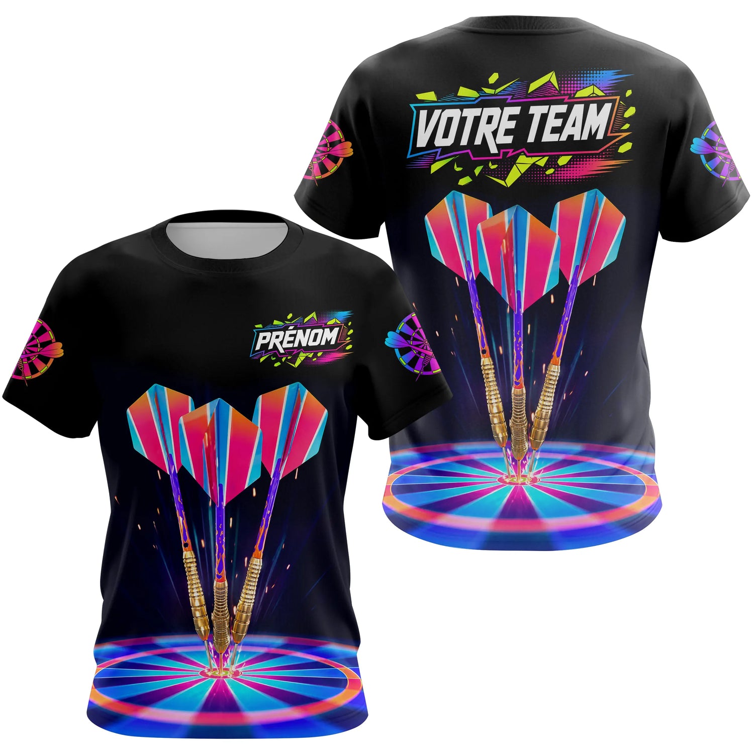 Maillot Fléchettes Néon Noir - Cyber Néon Multicolore - T-Shirt Femme