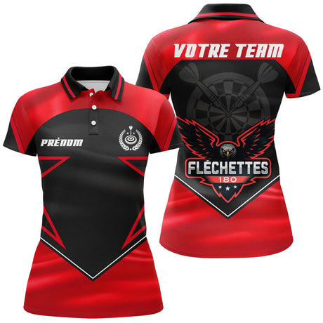 Maillot Fléchettes Personnalisé - Aigle Puissant Rouge Noir - Polo Femme