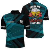Maillot Fléchettes Personnalisé - Apéro Noir & Bleu Canard - Polo Zippé Homme