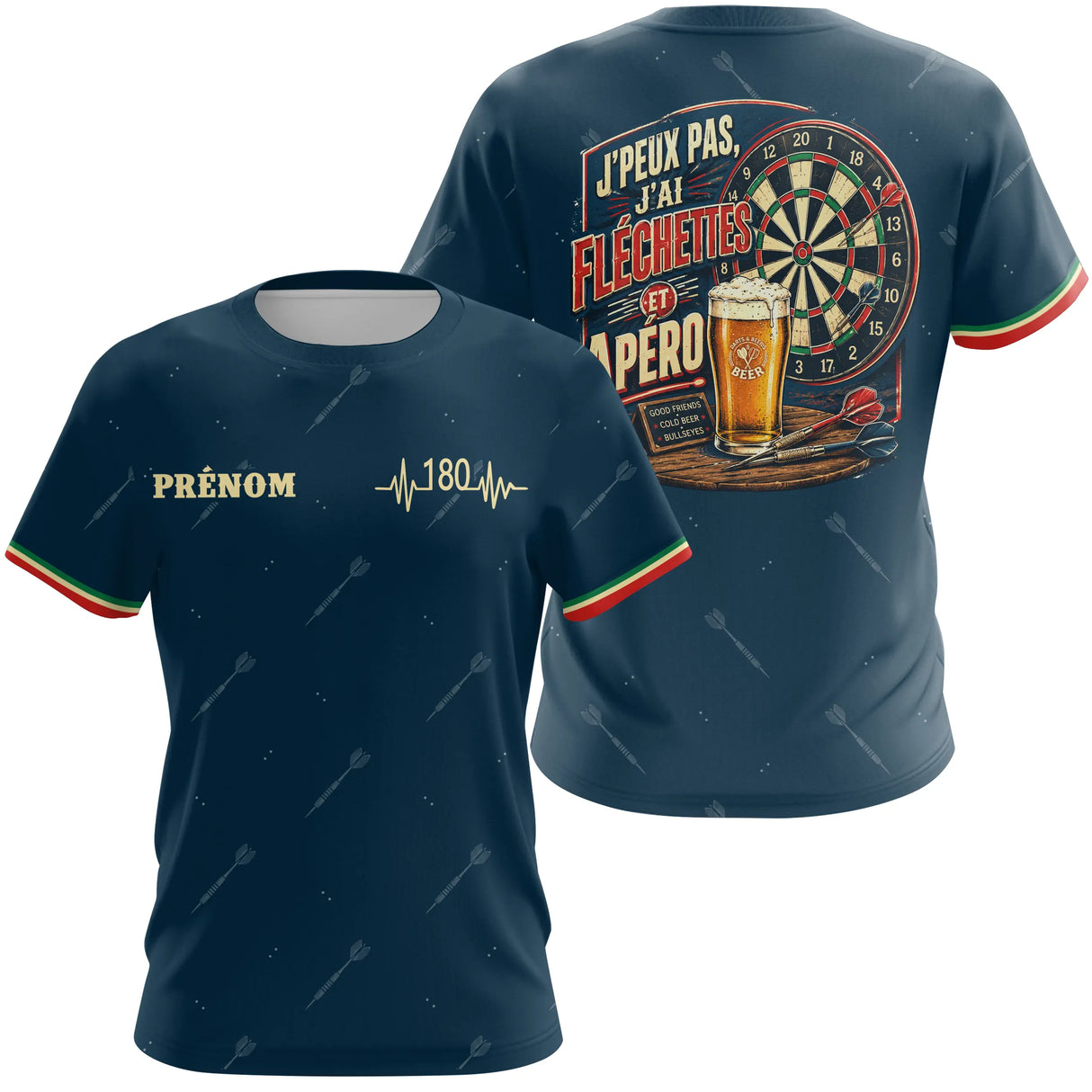 Maillot Fléchettes Personnalisé - Bleu Marine Apéro - T-Shirt Femme