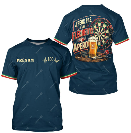 Maillot Fléchettes Personnalisé - Bleu Marine Apéro - T-Shirt Homme