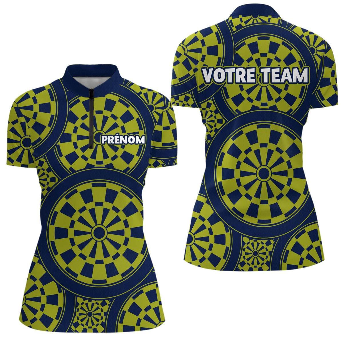 Maillot Fléchettes Personnalisé - Bleu & Vert Homme Femme - Polo Zippé Femme