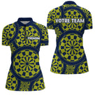 Maillot Fléchettes Personnalisé - Bleu & Vert Homme Femme - Polo Zippé Femme