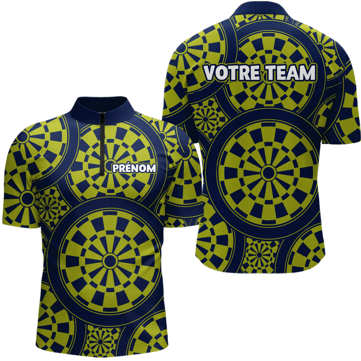 Maillot Fléchettes Personnalisé - Bleu & Vert Homme Femme - Polo Zippé Homme