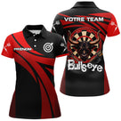 Maillot Fléchettes Personnalisé - Bullseye Noir & Rouge - Polo Femme