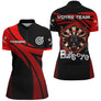 Maillot Fléchettes Personnalisé - Bullseye Noir & Rouge - Polo Zippé Femme