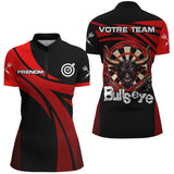Maillot Fléchettes Personnalisé - Bullseye Noir & Rouge - Polo Zippé Femme