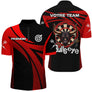 Maillot Fléchettes Personnalisé - Bullseye Noir & Rouge - Polo Zippé Homme