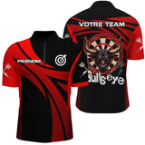 Maillot Fléchettes Personnalisé - Bullseye Noir & Rouge - Polo Zippé Homme