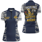 Maillot Fléchettes Personnalisé - Camo Bleu Navy - Polo Zippé Femme