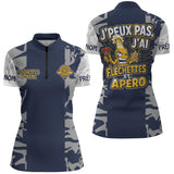 Maillot Fléchettes Personnalisé - Camo Bleu Navy - Polo Zippé Femme