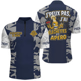 Maillot Fléchettes Personnalisé - Camo Bleu Navy - Polo Zippé Homme
