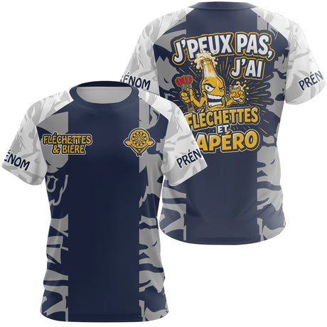 Maillot Fléchettes Personnalisé - Camo Bleu Navy - T-Shirt Femme