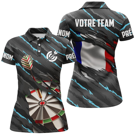 Maillot Fléchettes Personnalisé - Camo Drapeau Français - Polo Femme