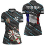 Maillot Fléchettes Personnalisé - Camo Drapeau Français - Polo Zippé Femme