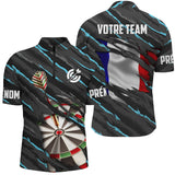 Maillot Fléchettes Personnalisé - Camo Drapeau Français - Polo Zippé Homme