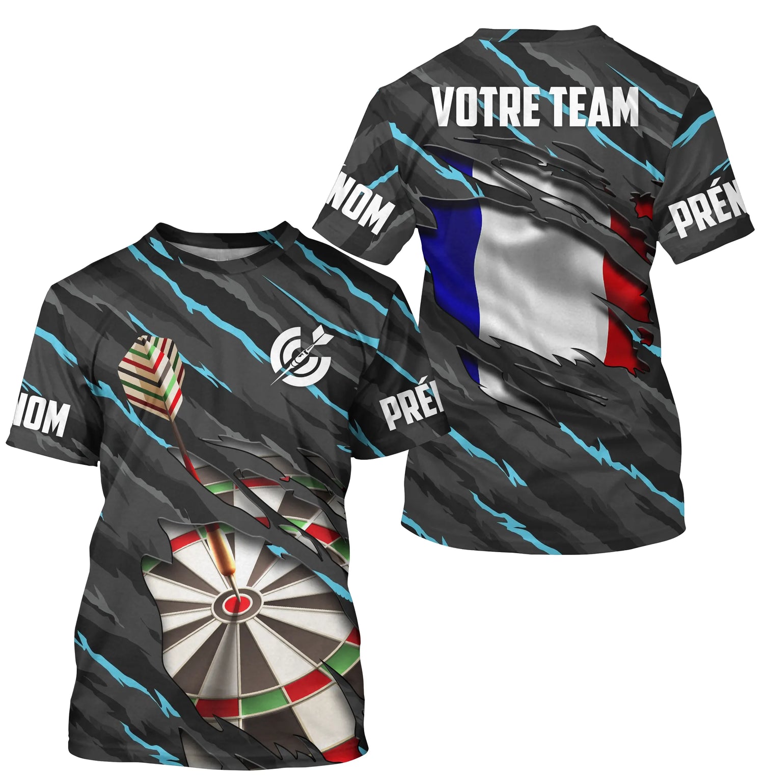 Maillot Fléchettes Personnalisé - Camo Drapeau Français - T-Shirt Homme