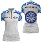 Maillot Fléchettes Personnalisé - Cible Bleue Team - Polo Zippé Femme