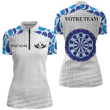 Maillot Fléchettes Personnalisé - Cible Bleue Team - Polo Zippé Femme
