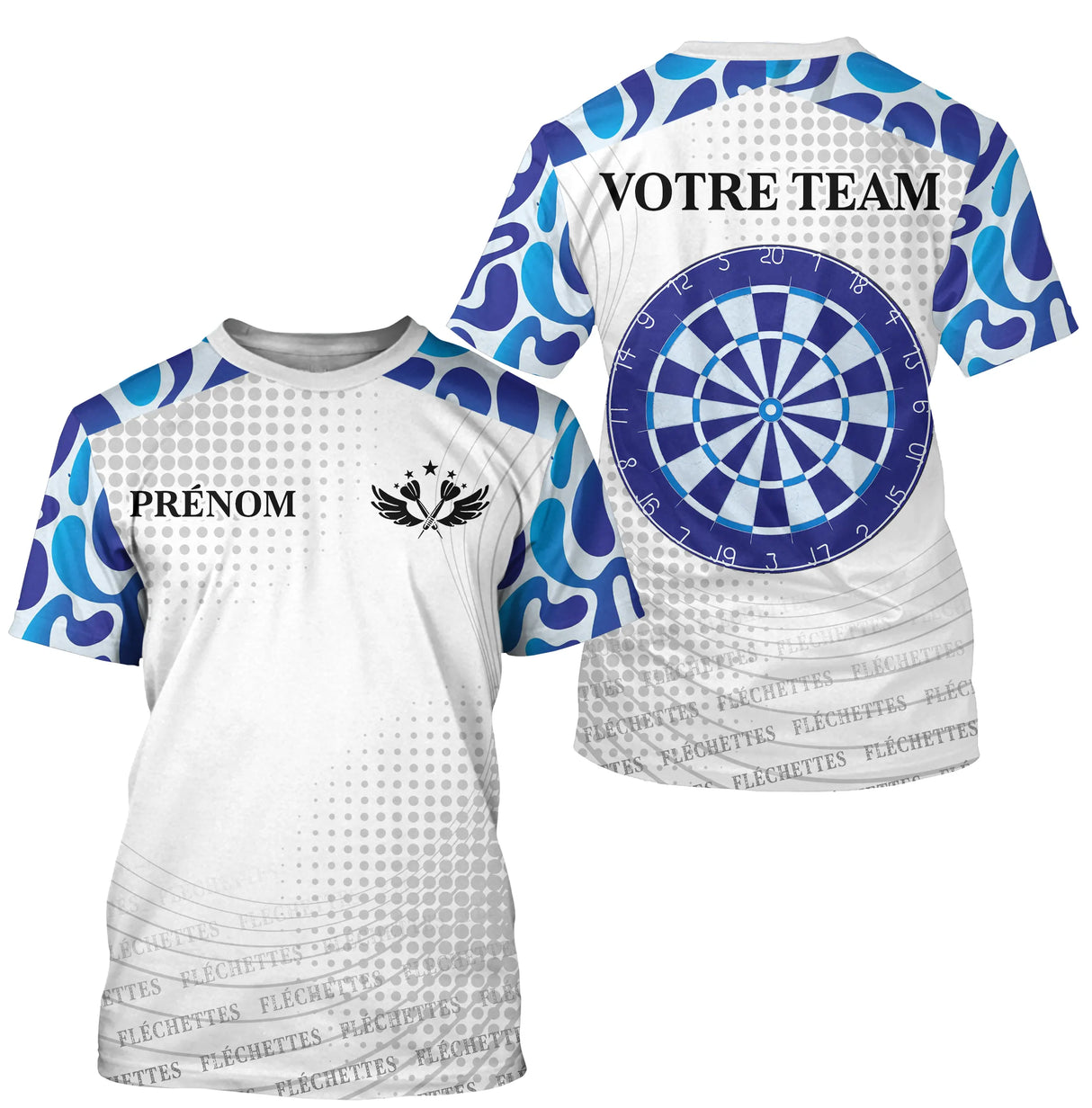 Maillot Fléchettes Personnalisé - Cible Bleue Team - T-Shirt Homme