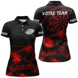 Maillot Fléchettes Personnalisé - D'ombre Noir & Rouge - Polo Femme